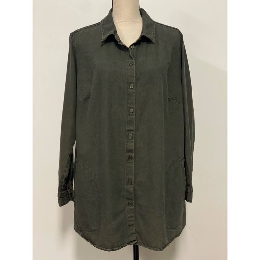 Joan Rivers Button Down Denim Top Plus Size 1X